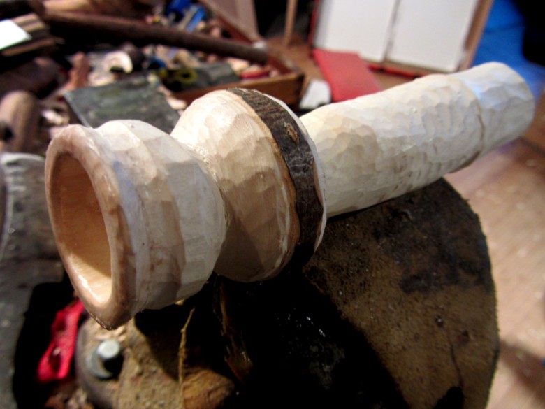 mouthpiece (or leadpipe carrier) carved from cherry